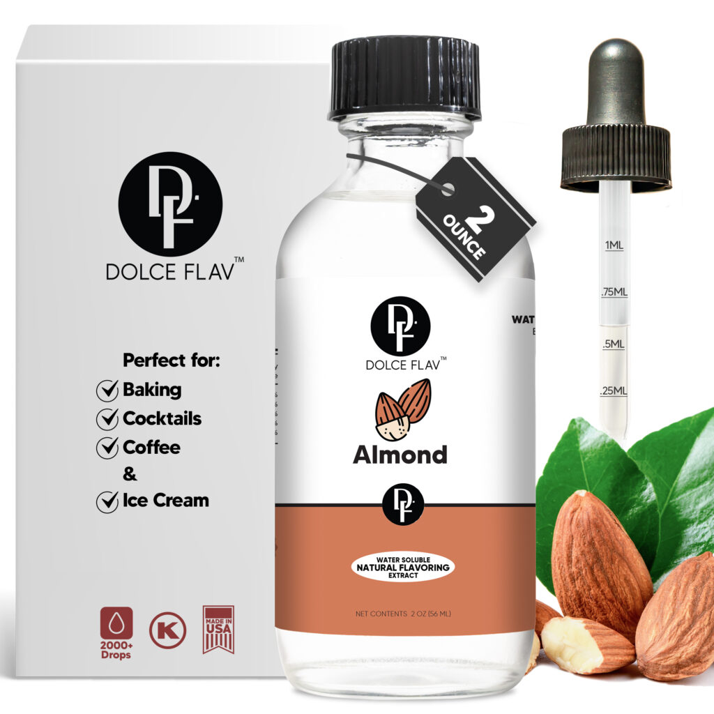 Almond Water-Soluble Almond Extract Almond Extract for Baking Natural Almond Extract Super Strength Almond Extract Dye-Free Almond Extract Almond Flavoring for Beverages Cost-Effective Almond Extract Long-Lasting Almond Extract Almond Extract with Measured Dropper Bold Flavor Almond Extract Almond Extract for Sauces Pure Almond Extract